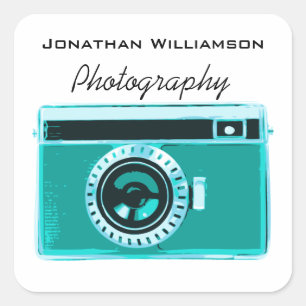 Aqua Camera Photography Business Vierkante Sticker