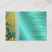 Aqua carte de visite damassé et orange (Dos)