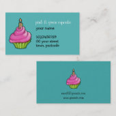 Aqua Carte de visite de Cupcake rose et vert (Devant / Derrière)