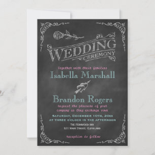 Aqua Chalk Wedding Uitnodiging