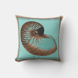  Aqua Chambered Nautilus Shell Pillow Kussen