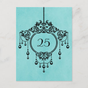 Aqua Chandelier Table Number Briefkaart