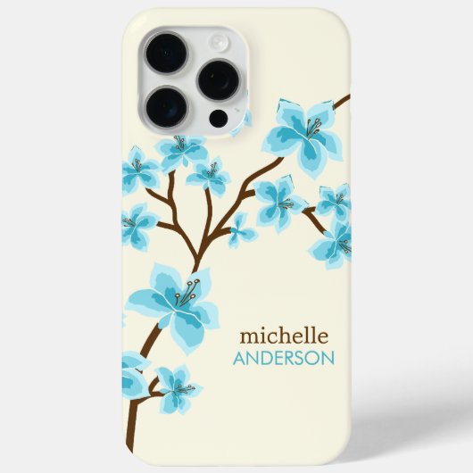 Aqua Cherry Blossingboom Case-Mate iPhone Case (Achterkant)