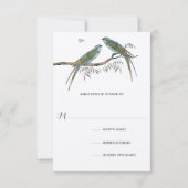 Aqua Cherry Blossom Bird Weddings RSVP Kaartje (Voorkant)