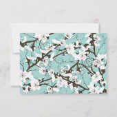 Aqua Cherry Blossom Chic Asian Wedding Reception Kaart (Achterkant)