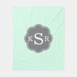 Aqua Chevron Aangepersonaliseerd monogram Fleece Deken