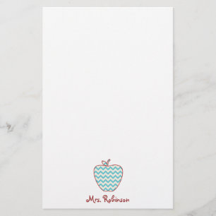 Aqua Chevron Apple-leraar Briefpapier