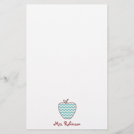 Aqua Chevron Apple-leraar Briefpapier (Voorkant)