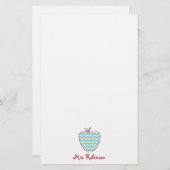 Aqua Chevron Apple-leraar Briefpapier (Voorkant / Achterkant)