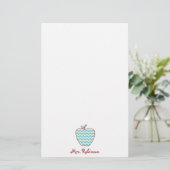 Aqua Chevron Apple-leraar Briefpapier (Staand voorkant)