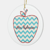 Aqua Chevron Apple-leraar Keramisch Ornament (Links)