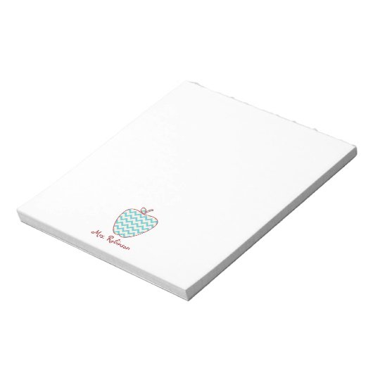 Aqua Chevron Apple-leraar Notitieblok (Gedraaid)