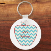 Aqua Chevron Apple-leraar Sleutelhanger (Voorkant)