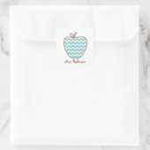 Aqua Chevron Apple-leraar Vierkante Sticker (Tas)