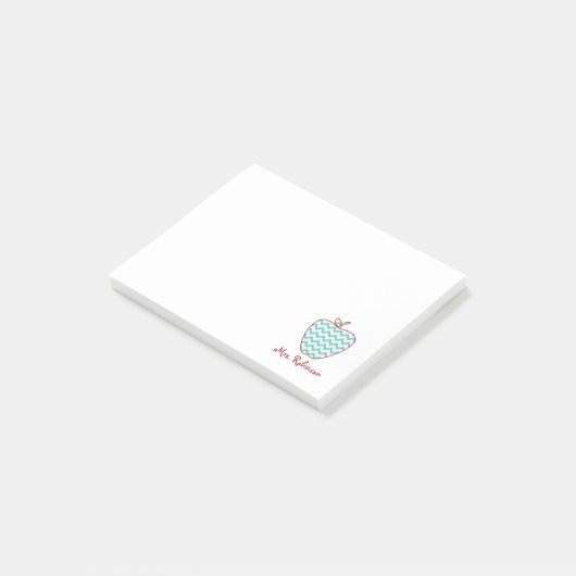 Aqua Chevron Apple Teacher Post-it Notes (Schuin)