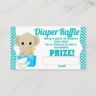 Aqua Chevron Elephant Luier Raffle Tickets 100pk Informatiekaartje