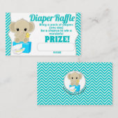 Aqua Chevron Elephant Luier Raffle Tickets 100pk Informatiekaartje (Voorkant / Achterkant)
