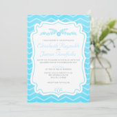 Aqua Chevron lance des invitations de mariage (Debout devant)