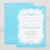 Aqua Chevron lance des invitations de mariage (Devant / Derrière)