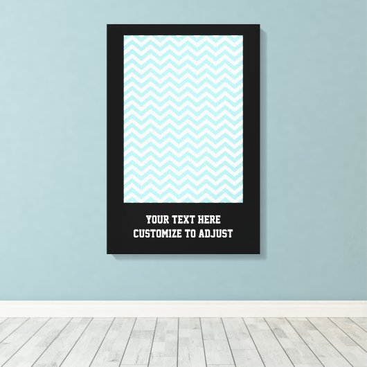 Aqua chevron patroon canvas afdruk (Insitu (Houten vloer))
