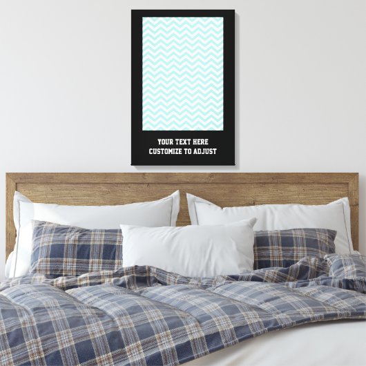 Aqua chevron patroon canvas afdruk (Insitu (Slaapkamer))