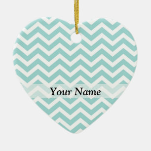 Aqua chevron patroon keramisch ornament