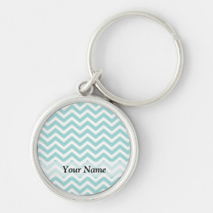 Aqua chevron-patroon sleutelhanger