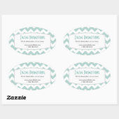 Aqua Chevron Promotie Ovale Sticker (Vel)