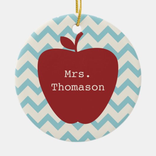 Aqua Chevron Red Apple leraar Keramisch Ornament (Voorkant)