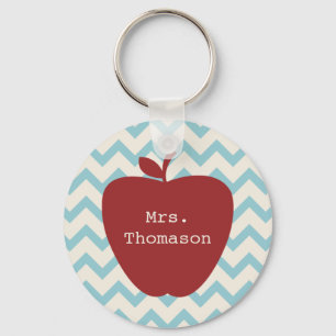 Aqua Chevron Red Apple leraar Sleutelhanger