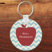 Aqua Chevron Red Apple leraar Sleutelhanger (Voorkant)