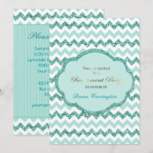 Aqua Chevron Stripe Retraite Party Invitations (Devant / Derrière)