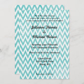 Aqua Chevron Stripes bruiloft Kaart (Voorkant / Achterkant)