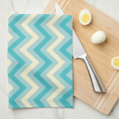 Aqua Chevron Theedoek (Quarter Fold)