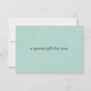 Aqua Chic Plain Elegant Leather Kijk Gift Kaart