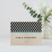 Aqua Chic Quatrefoil Numéro de table Carte postale (Debout devant)