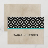 Aqua Chic Quatrefoil Numéro de table Carte postale (Devant / Derrière)