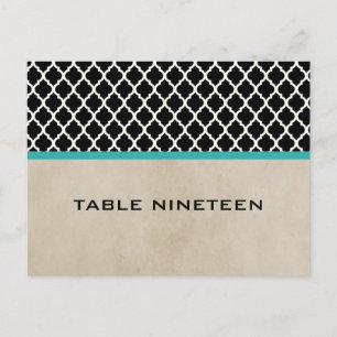 Aqua Chic Quatrefoil Numéro de table Carte postale