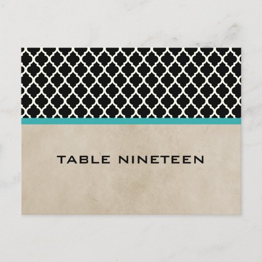 Aqua Chic Quatrefoil Numéro de table Carte postale (Devant)