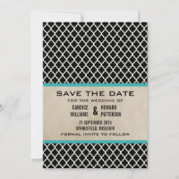 Aqua Chic Quatrefoil sparen de Datum uitnodigen