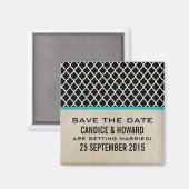 Aqua Chic Quatrefoil sparen de Magnet van de Datum Magneet (Voorkant / Achterkant)