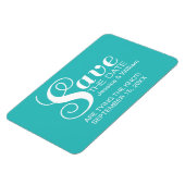 Aqua Chic Typography Save the Date Magnet Magneet (Linkerzijde)