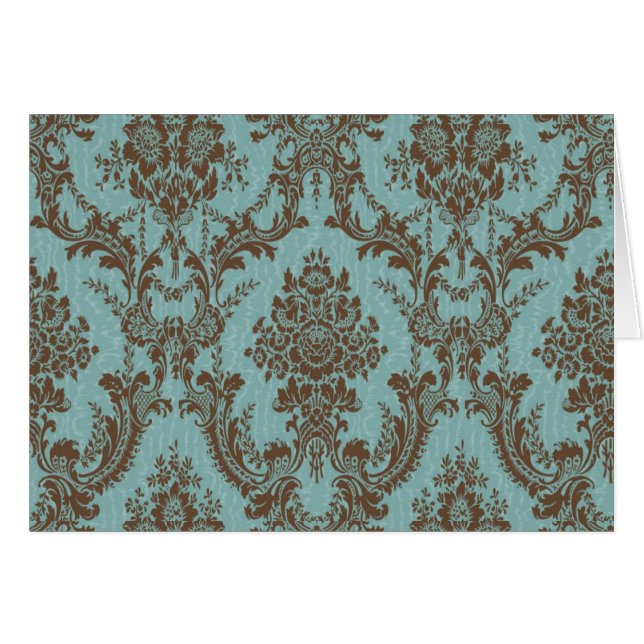 Aqua Chocolate Damask (Devant horizontal)