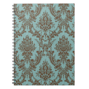 Aqua Chocolate Damask Notitieboek