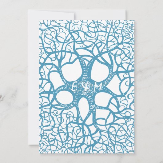 Aqua Circle of Love Tree Faire-part de mariage (Dos)