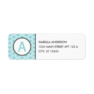 Aqua Clamshell Monogram Etiket
