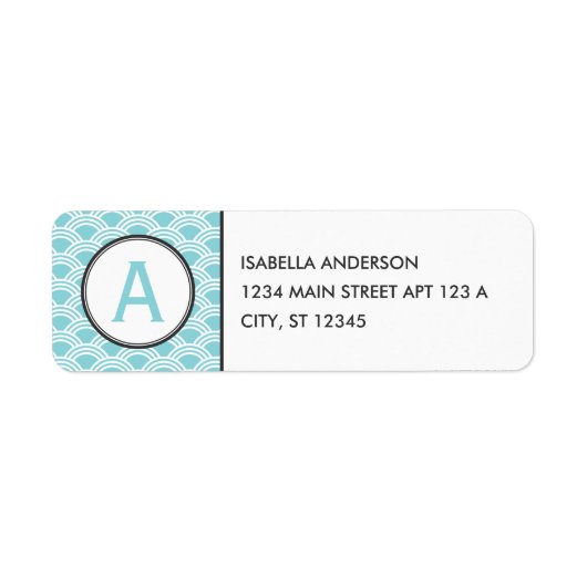Aqua Clamshell Monogram Etiket (Voorkant)