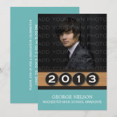 Aqua Classy Keys Graduation Invitation (Devant / Derrière)