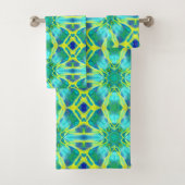 Aqua, Cobalt Blue en Yellow Tie Dye Pattern Bad Handdoek (Insitu)