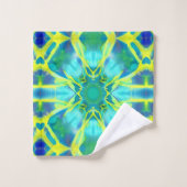 Aqua, Cobalt Blue en Yellow Tie Dye Pattern Bad Handdoek (Wasdoekje)